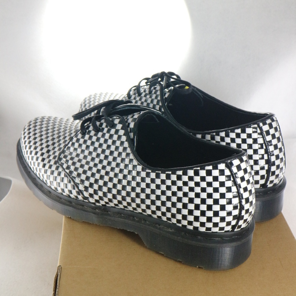 DR. MARTENS Hugh Black/White Woven Checkered Shoes - Picture 6 of 8